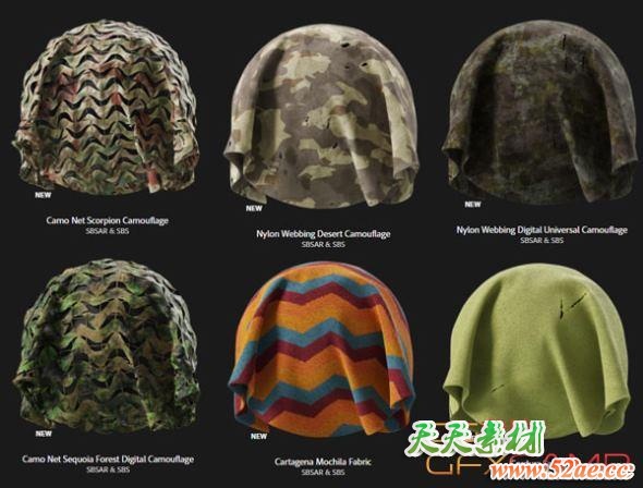 常用笔刷材质预设 Substance Source Project 28 – 60 Substances-天天素材网