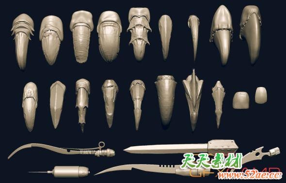ZBrush怪物趾甲笔刷模型预设 Artstation Marketplace – NAILS – 24 Character & Creature Claws & Nails-天天素材网