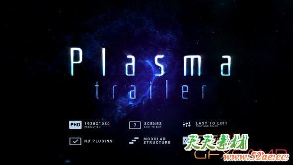AE模板-能量粒子背景文字片头 Plasma Trailer-天天素材网