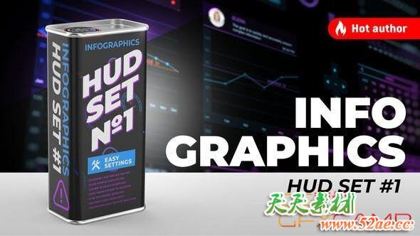 AE模板-科技感信息数据展示动画 Infographic HUD Set 1-天天素材网