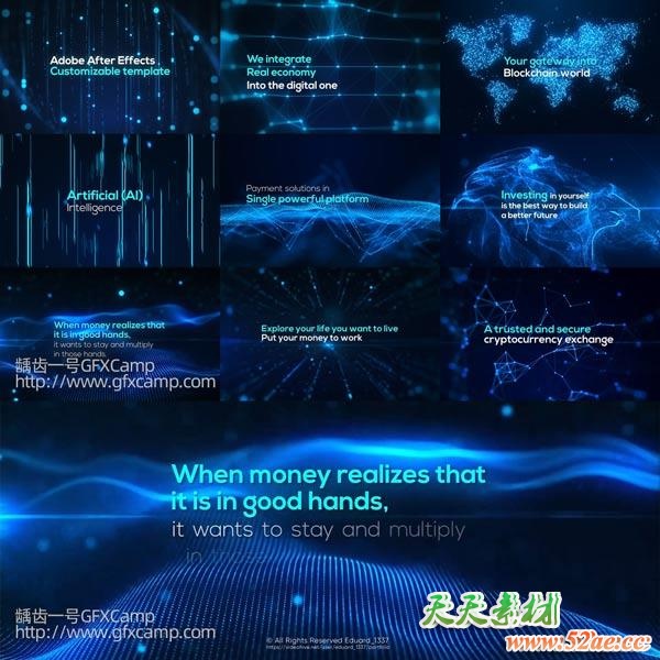 AE模板-Plexus Form科幻线条粒子背景文字标题宣传片头+背景音乐-天天素材网