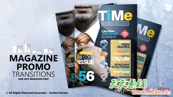 AE模板-时尚杂志翻页展示动画片头 Magazine Promo – Transitions-天天素材网