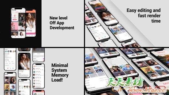 AE模板-iPhone手机APP展示动画片头 Minimalistic App Promo-天天素材网