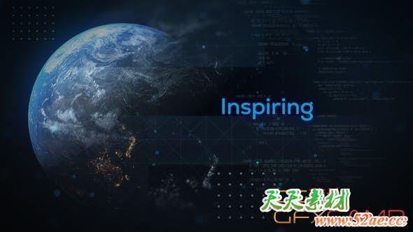 AE模板-科技感地球文字标题片头 Technology Network Earth Opener-天天素材网
