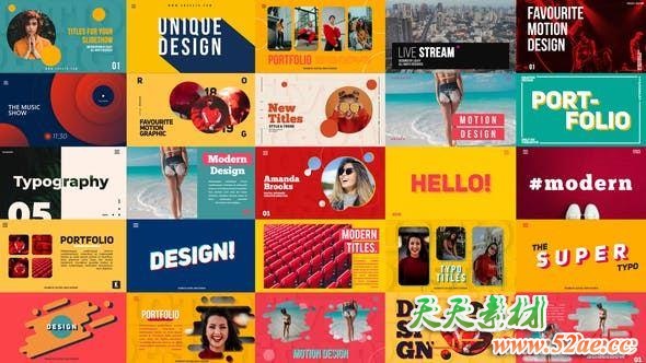 AE模板-图片视频文字排版字幕标题动画 Typography Titles-天天素材网