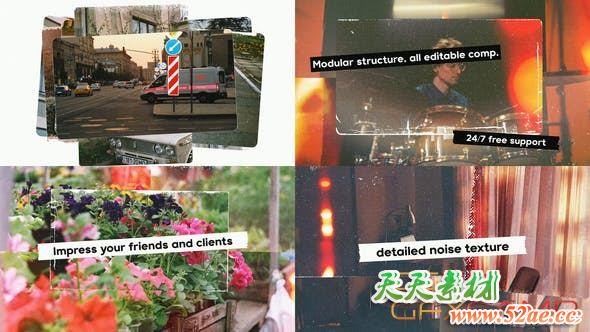 AE模板-胶片复古照片相册片头 Photo Promo Collage Slideshow Films Style-天天素材网