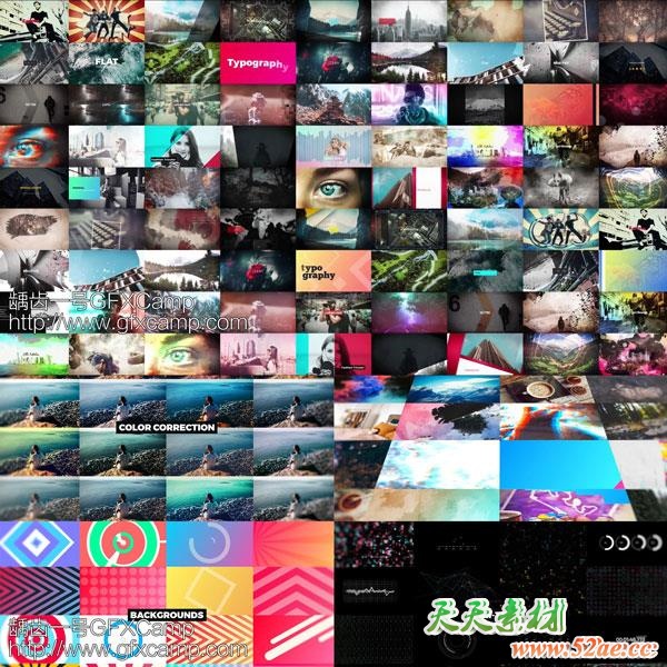 AE模板-1500+视频特效转场调色背景片头包装素材工具包V2-天天素材网