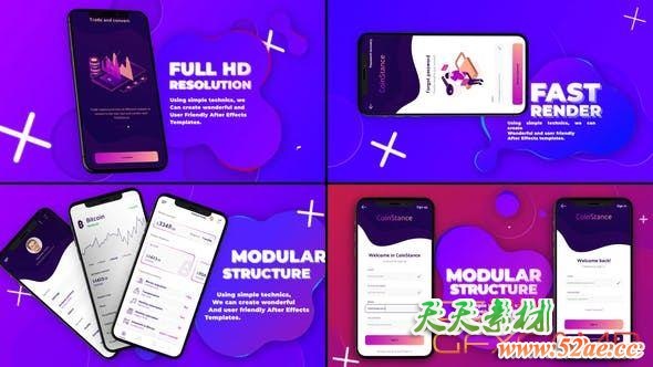 AE模板-流体背景手机iPhone APP片头开场 Liquid App Promo-天天素材网