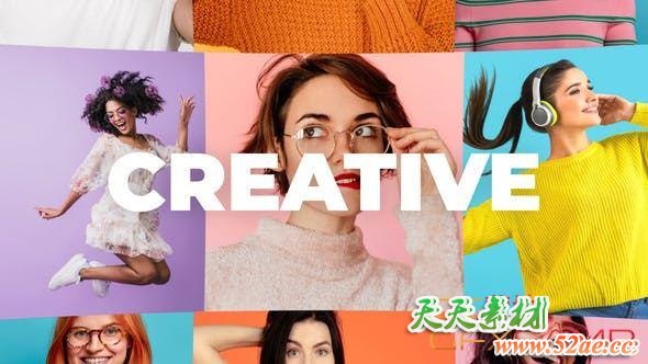 AE模板-图片拼贴节奏感文字片头 Mosaic Motivational Promo-天天素材网