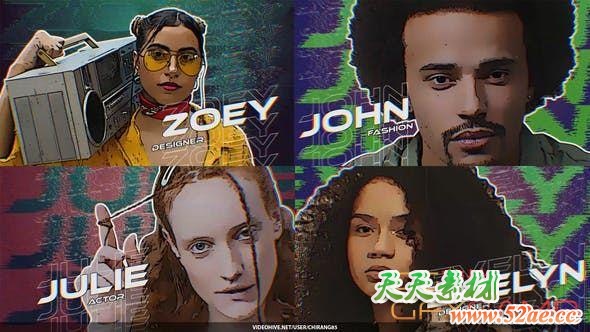 AE模板-动感时尚定格视频宣传片头 Modern Opener Freeze Frame-天天素材网