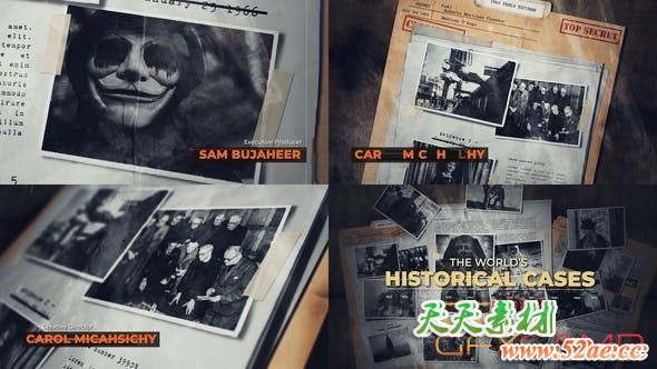 AE模板-历史档案介绍片头 History Secret Files-天天素材网