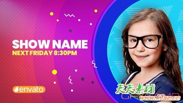 AE模板-卡通儿童小孩栏目包装片头 4K Kids Broadcast Package-天天素材网