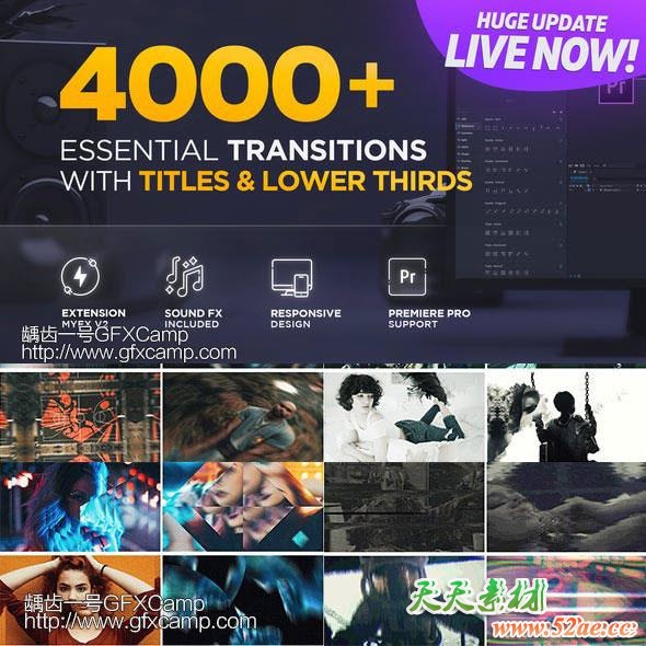 AE脚本-4000组摄像机扭曲信号损坏笔刷水墨视频转场文字标题字幕预设 MYFX破解版-天天素材网