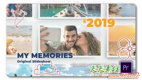 AE模板+PR预设-旅游照片回忆相册片头 Happy Memories My Family Slideshow-天天素材网