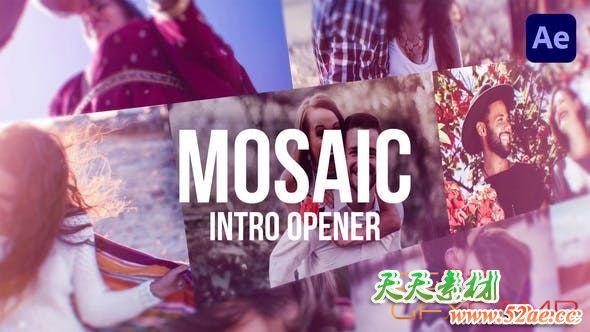 AE模板-照片墙展示Logo动画 Mosaic Intro-天天素材网