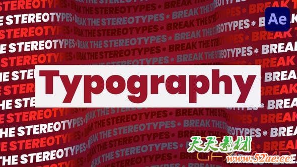 AE模板-创意时尚文字排版时尚片头 Abstract Typography Promo-天天素材网
