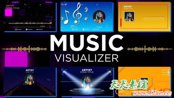AE模板-广播音乐可视化波形动画 Music Visualizer Pack-天天素材网