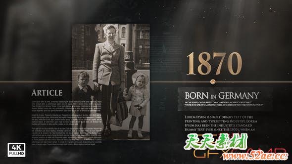 AE模板-复古历史时间线图片视频展示片头 History Memories Pack-天天素材网