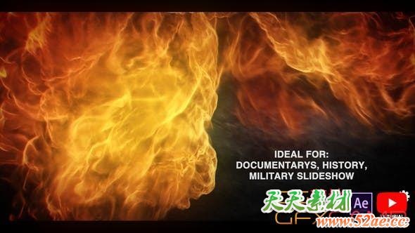 AE模板-火焰转场历史视频宣传片头 The History – Slideshow-天天素材网