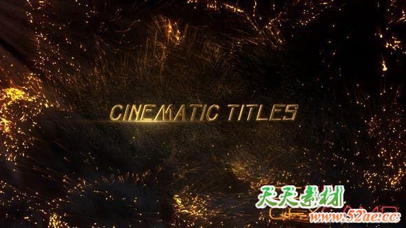 AE模板-金色粒子背景文字标题片头开场 Cinematic Titles-天天素材网