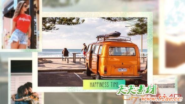AE模板-美好开心回忆照片相册片头 Happiness Time Slideshow-天天素材网