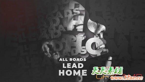 AE模板-文字遮罩拼贴图片开场 Word Cloud Opener-天天素材网