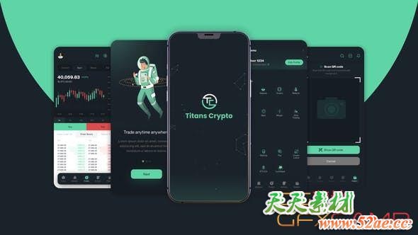 AE模板-苹果手机APP宣传片头 Mobile App Mock-up-天天素材网