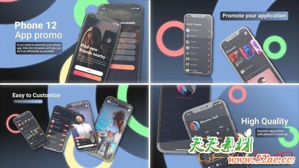 AE模板-苹果手机iPhone 12 APP宣传片头 App Presentation Phone 12-天天素材网