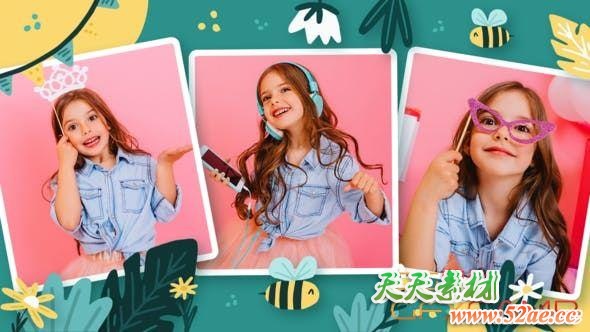 AE模板-卡通儿童照片相册生日片头 Happy Birthday Kayla-天天素材网