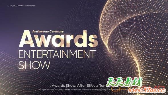 AE模板-金色背景颁奖典礼片头 Awards Ceremony – Awards Show-天天素材网