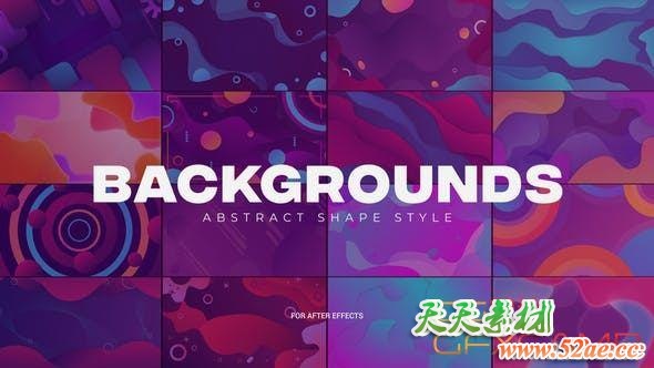 AE模板-抽象图形背景动画 Abstract Shapes Backgrounds-天天素材网