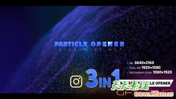 AE模板-粒子背景文字标题片头 Modern Opener with Particles-天天素材网