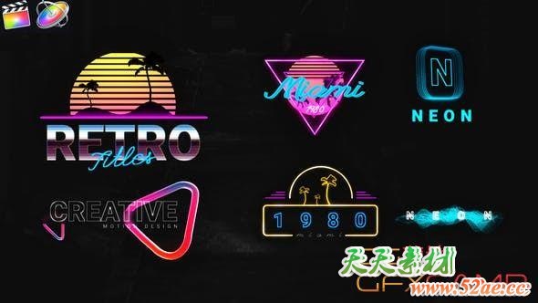 FCPX插件-创意霓虹文字标题字幕动画 Neon Creative Titles-天天素材网