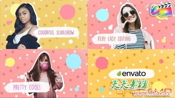 FCPX插件-卡通定格人物介绍片头 Colorful Brush Slideshow-天天素材网