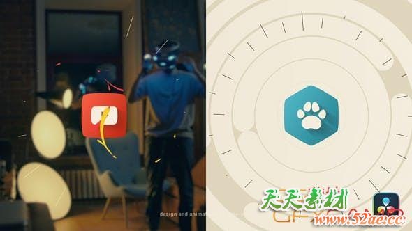 达芬奇模板-扁平化图形Logo动画 Simple Flat Logo Opener-天天素材网