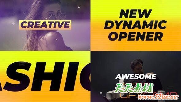 FCPX插件-动感时尚节奏感视频片头 Dynamic Intro-天天素材网