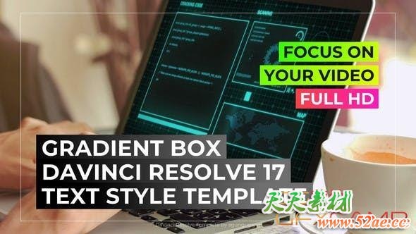 达芬奇预设-图形边框文字标题动画 Text Gradient Box-天天素材网