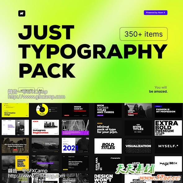 AE脚本-350组创意时尚商务企业简洁文字标题排版字幕动画预设V2 破解版-天天素材网