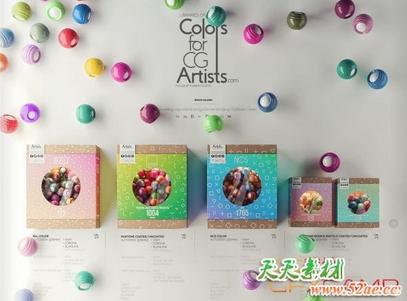 3DS MAX Corona渲染器色卡预设包 ColorsForCGArtists – Tools For Corona V5-天天素材网