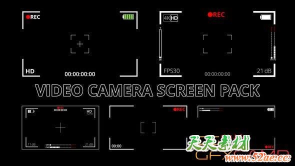 达芬奇预设-摄像机单反拍照UI动画 Video Camera Screen Pack-天天素材网