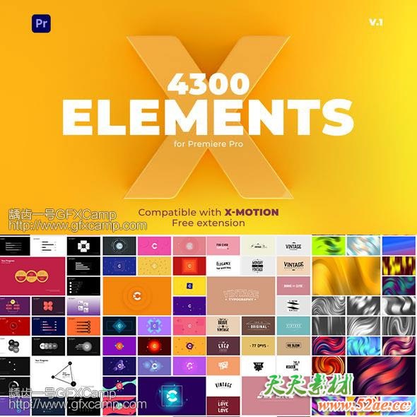 Premiere/PR脚本预设-4300文字标题字幕条指示线图形背景排版动画 破解版-天天素材网