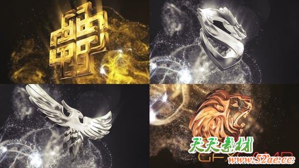 AE模板+PR预设-粒子背景三维Logo动画 Particle Glossy Logo-天天素材网