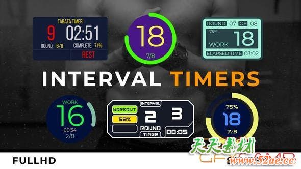 PR预设-复古时间表计时动画 Interval Timers-天天素材网