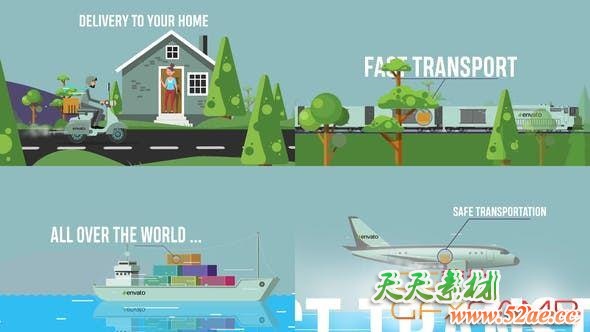 PR模板-网购物流展示MG动画片头 Logistics Delivery Promo-天天素材网