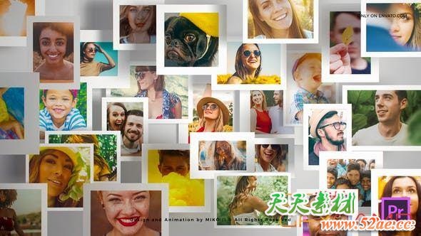 PR模板-相册照片墙Logo动画 Multi Photo Frames Logo Opener-天天素材网
