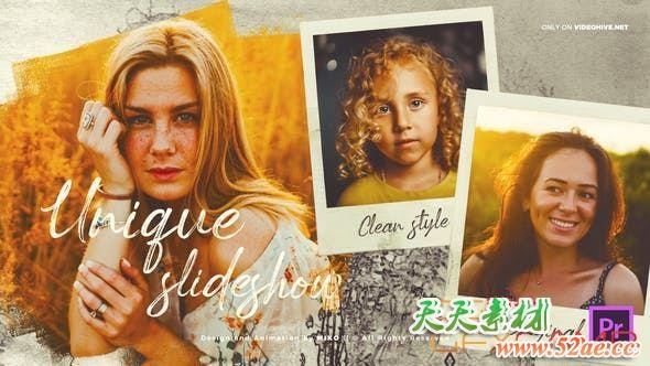 PR模板-笔刷遮罩照片相册幻灯片开场 Slideshow – Hand Made Photo-天天素材网