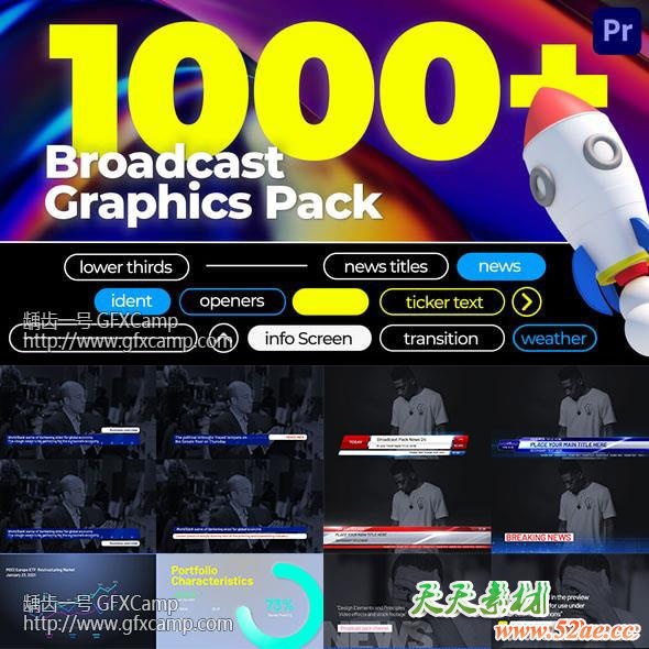 Premiere/PR预设-1000+视频新闻栏目包装文字标题人民字幕条动画-天天素材网