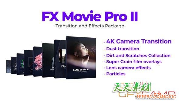 达芬奇PR光效粒子LUT调色视频转场素材 FX Movie Pro 2 Transition and Effects Package-天天素材网