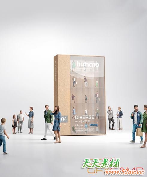 Blender日常多样风格人物3D模型 Humano Vol. 04 Diverse-天天素材网