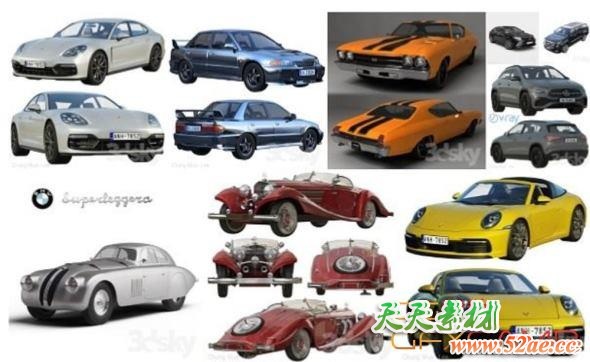 3DSKY汽车交通工具3D模型 Vehicle Models Collection-天天素材网